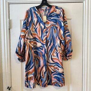 JODIFL Dress V Neck 3/4 Sleeves Shift